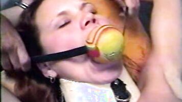 Drunk girl in a forced family porn video gets violently penetrated from behind.