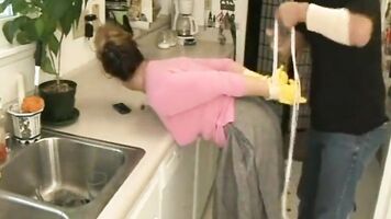 Milf Tied In kitchen and fucked by plumber - Irish