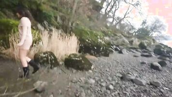 Shameless indian hottie has risky sex in public by the lake while strangers watch desi chudai POV Indian